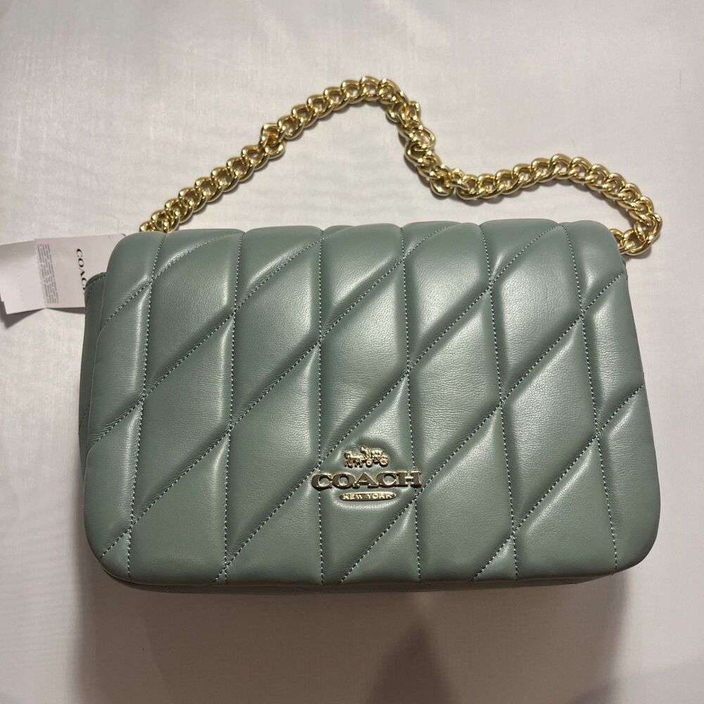 Coach Sage Green Quinn Quilted Quilting Shoulder Crossbody Bag purse CY663 NWT - Picture 2 of 7